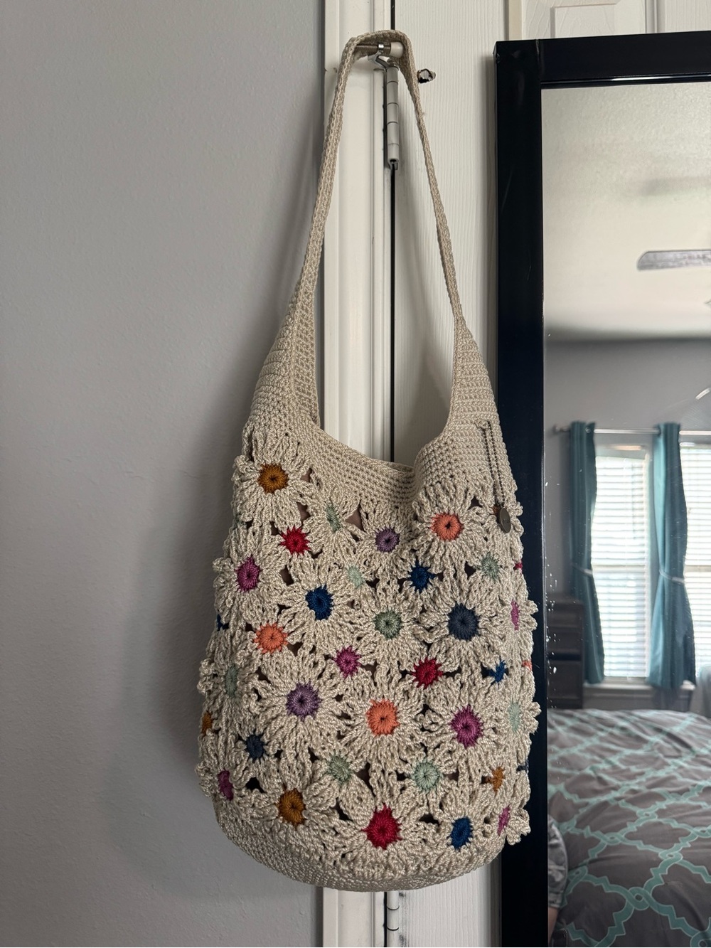 EEUC❤️THE SAK❤️120 Hobo Crochet - Natural Multi Flower Bag - Picture 3 of 11